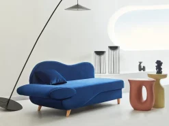 Venstrevendt chaiselong MERI Velour Navy Blå med opbevaring