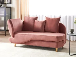 Venstrevendt chaiselong MERI Velour Lyserød med opbevaring