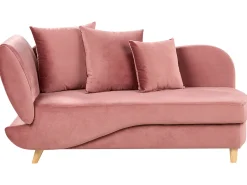 Venstrevendt chaiselong MERI Velour Lyserød med opbevaring