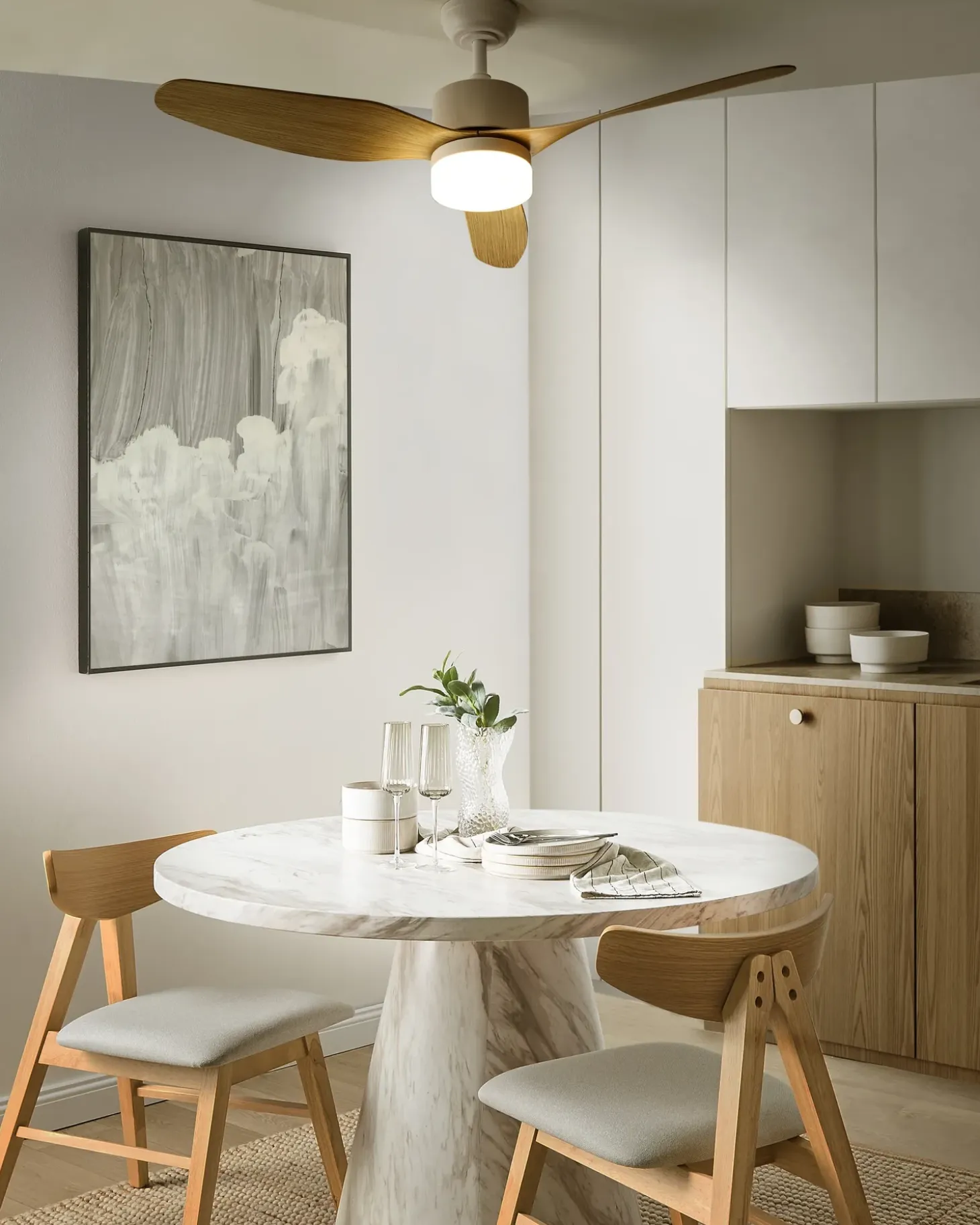 Ventilator med lys ANDERSON Med fjernbetjening LED Lysebrun