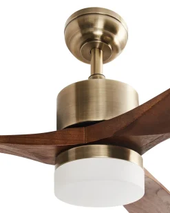 Ventilator med lys ARUWIMI Med fjernbetjening LED Messing