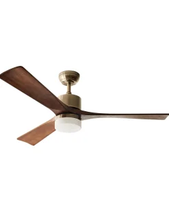 Ventilator med lys ARUWIMI Med fjernbetjening LED Messing