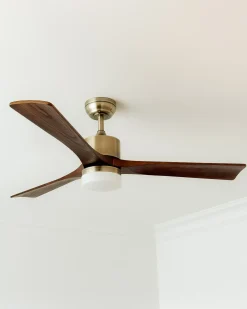 Ventilator med lys ARUWIMI Med fjernbetjening LED Messing