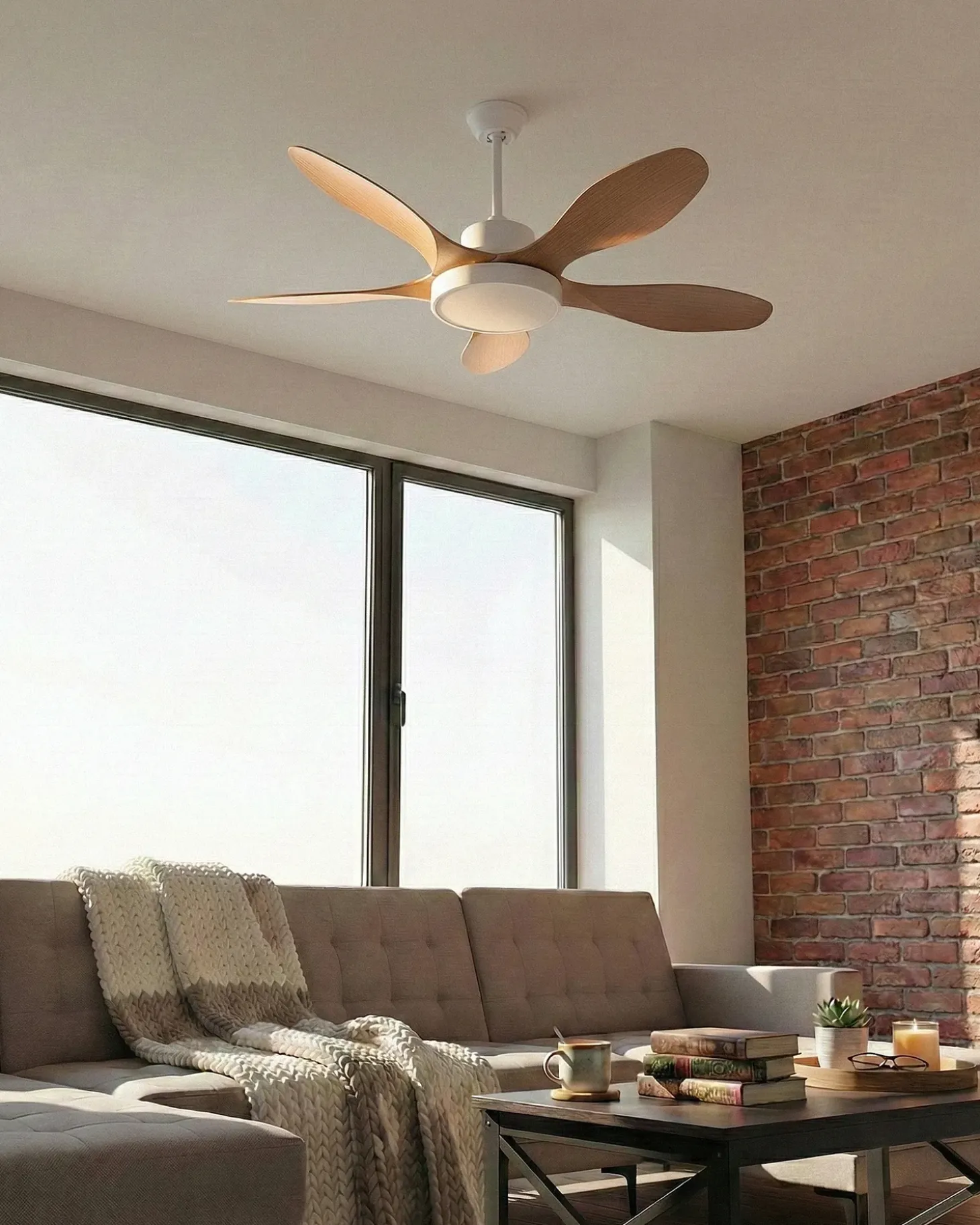 Ventilator med lys BARBET Med fjernbetjening LED Lysebrun