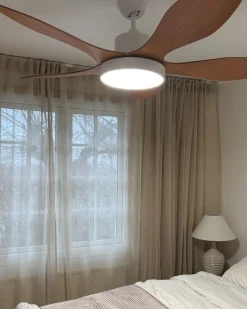 Ventilator med lys BARBET Med fjernbetjening LED Lysebrun