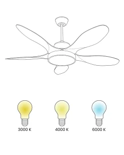 Ventilator med lys BARBET Med fjernbetjening LED Lysebrun