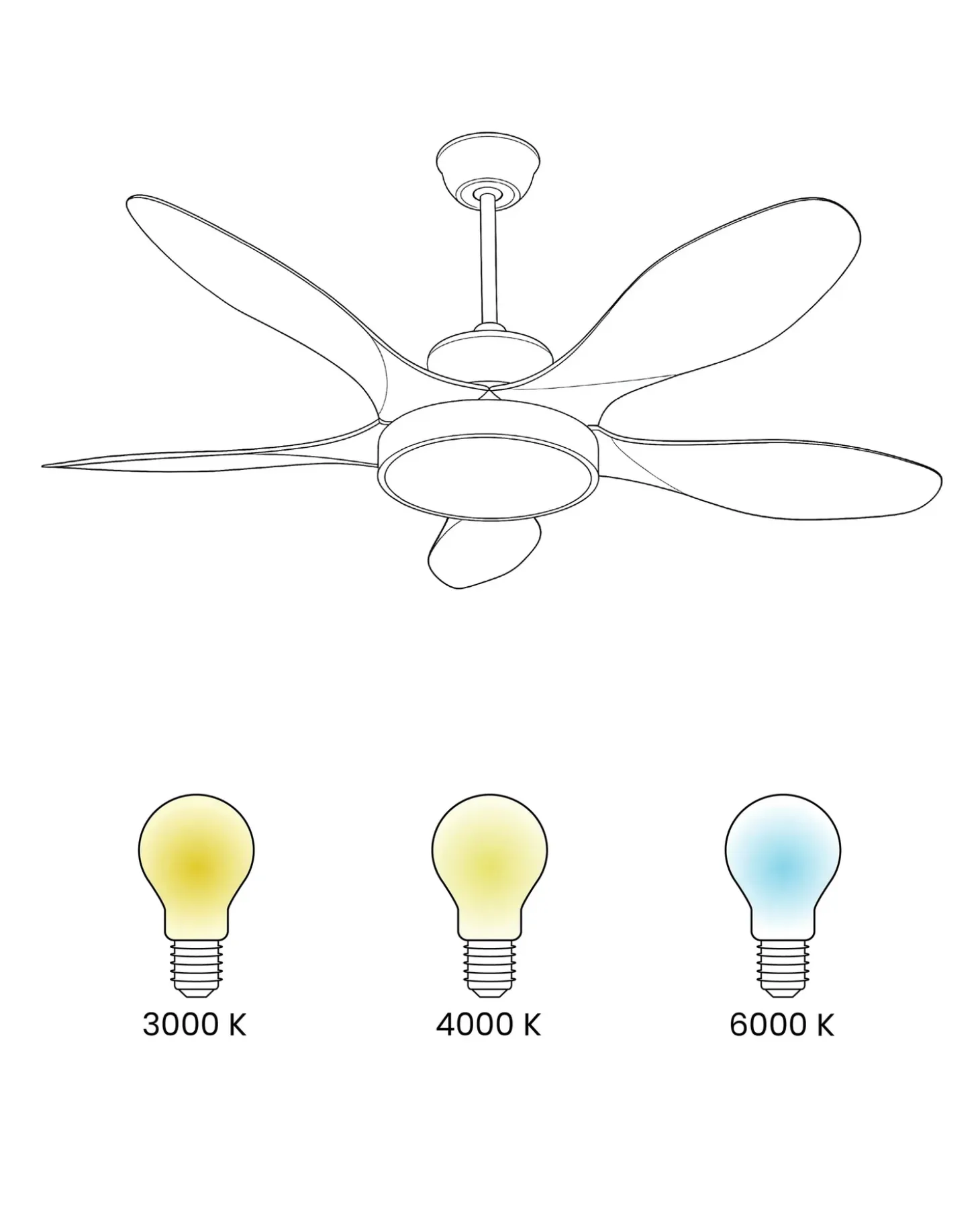 Ventilator med lys BARBET Med fjernbetjening LED Lysebrun