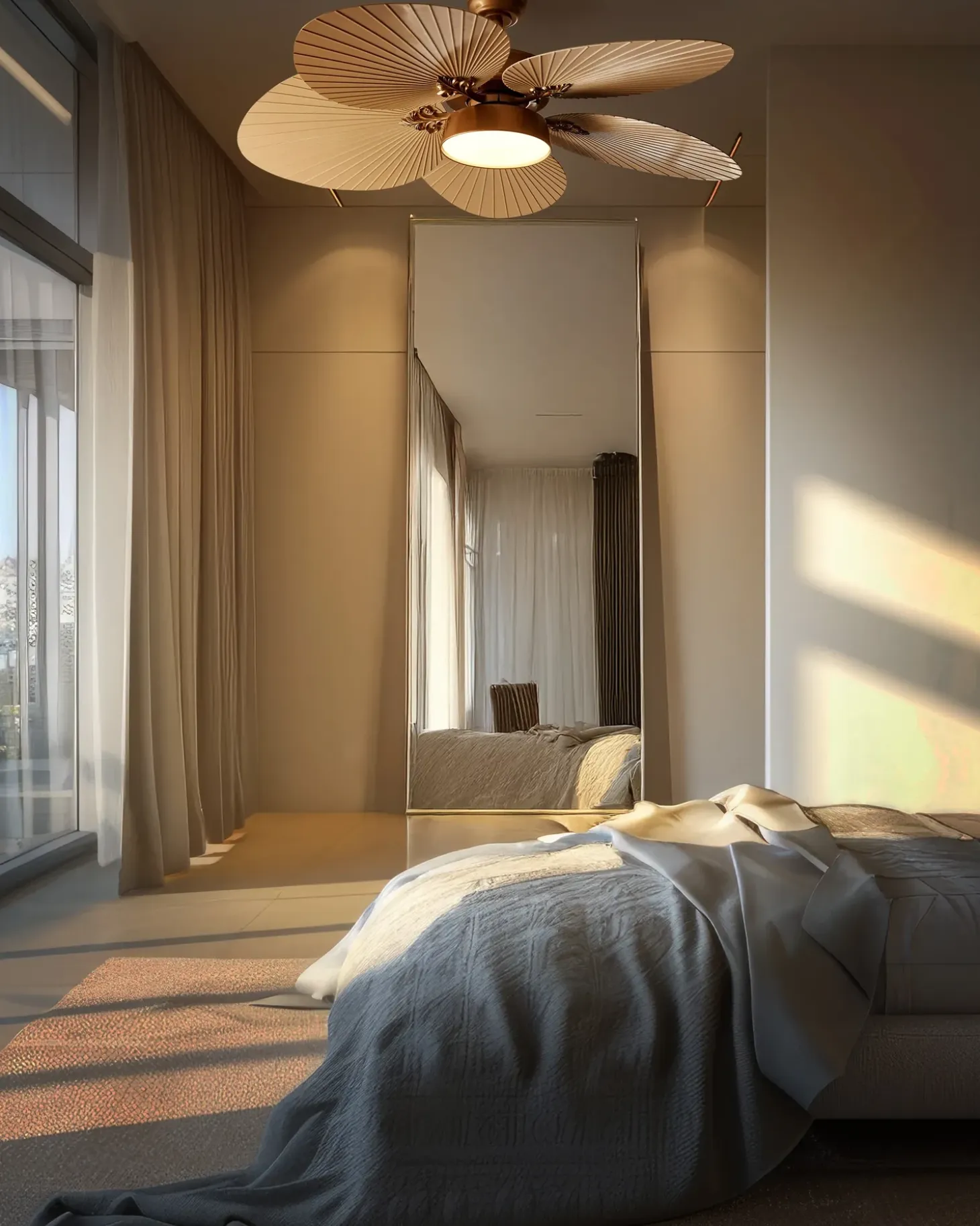 Ventilator med lys BORMEJO Med fjernbetjening LED Guld