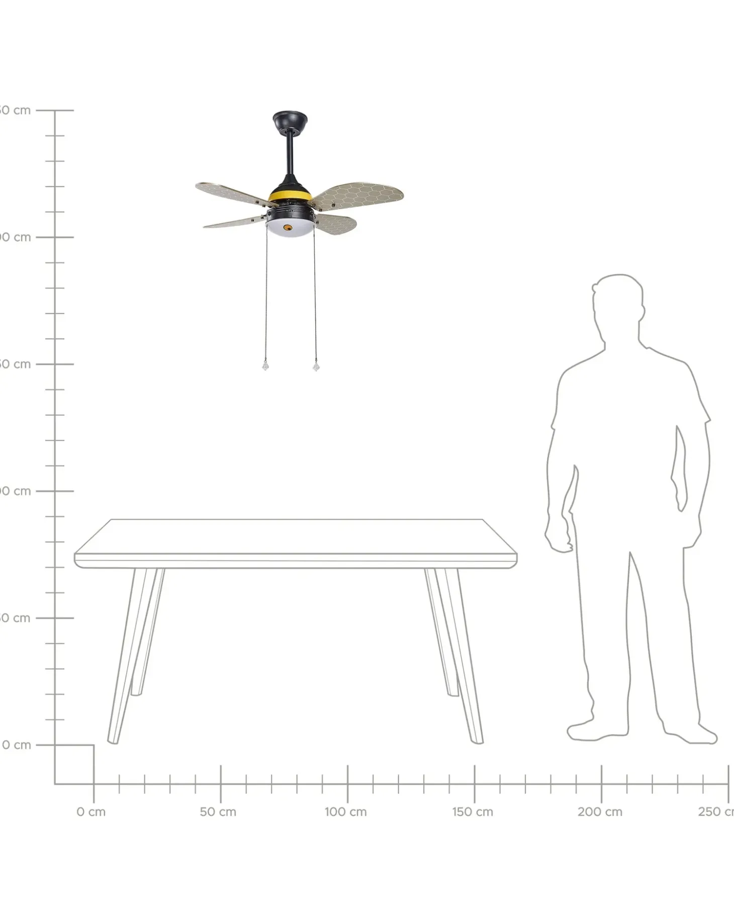 Ventilator med lys DOLORES LED Gul