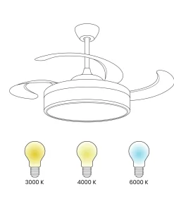 Ventilator med lys FREMONT Med fjernbetjening LED Hvid