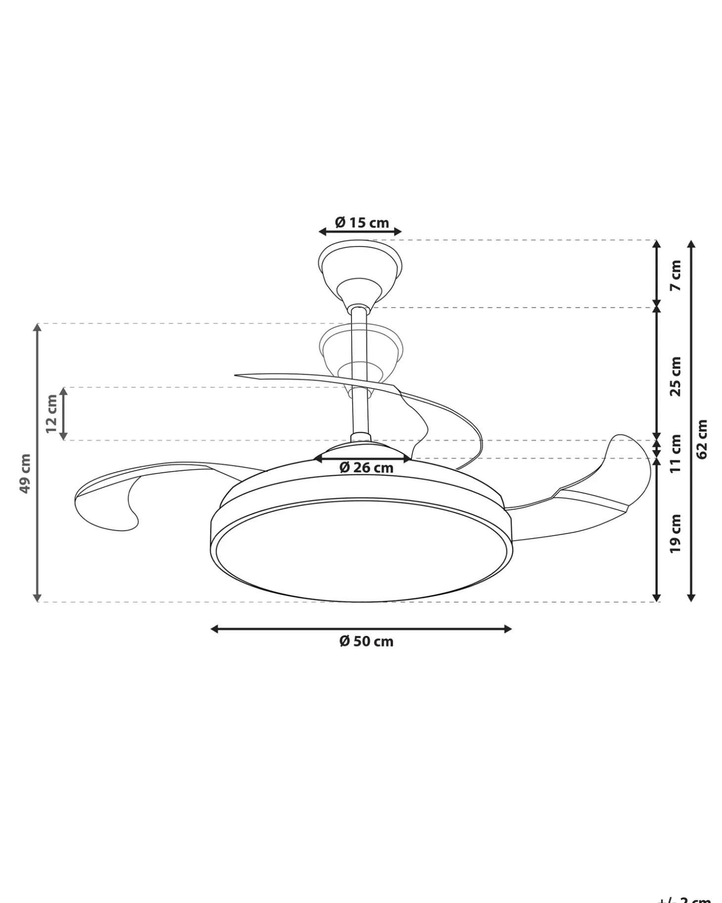 Ventilator med lys IBAR Med fjernbetjening LED Transparent