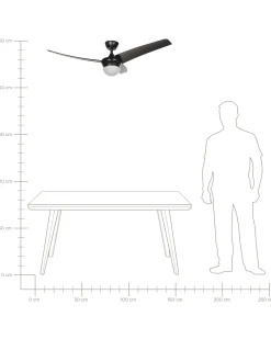 Ventilator med lys JIBOA Med fjernbetjening Sort