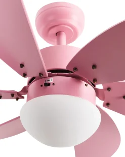 Ventilator med lys LOGAR Med fjernbetjening LED Lyserød