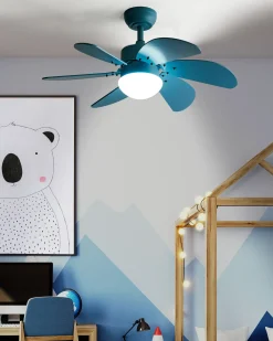 Ventilator med lys LOGAR Med fjernbetjening LED Blå
