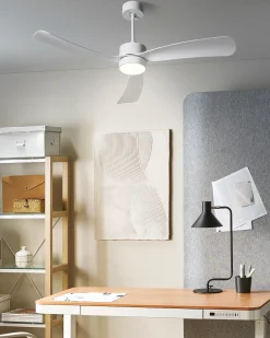 Ventilator med lys PRASLIN Med fjernbetjening LED Hvid