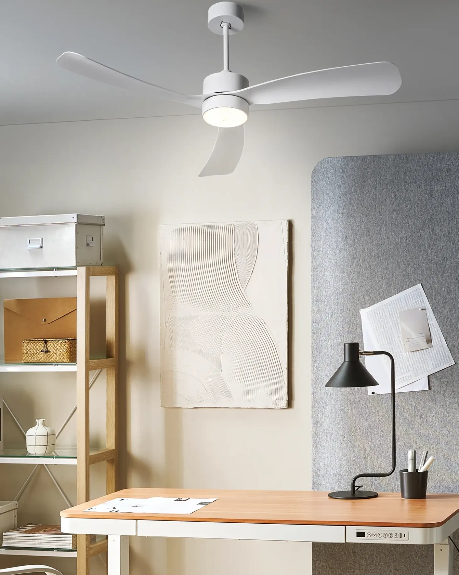 Ventilator med lys PRASLIN Med fjernbetjening LED Hvid