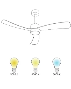 Ventilator med lys PRASLIN Med fjernbetjening LED Hvid