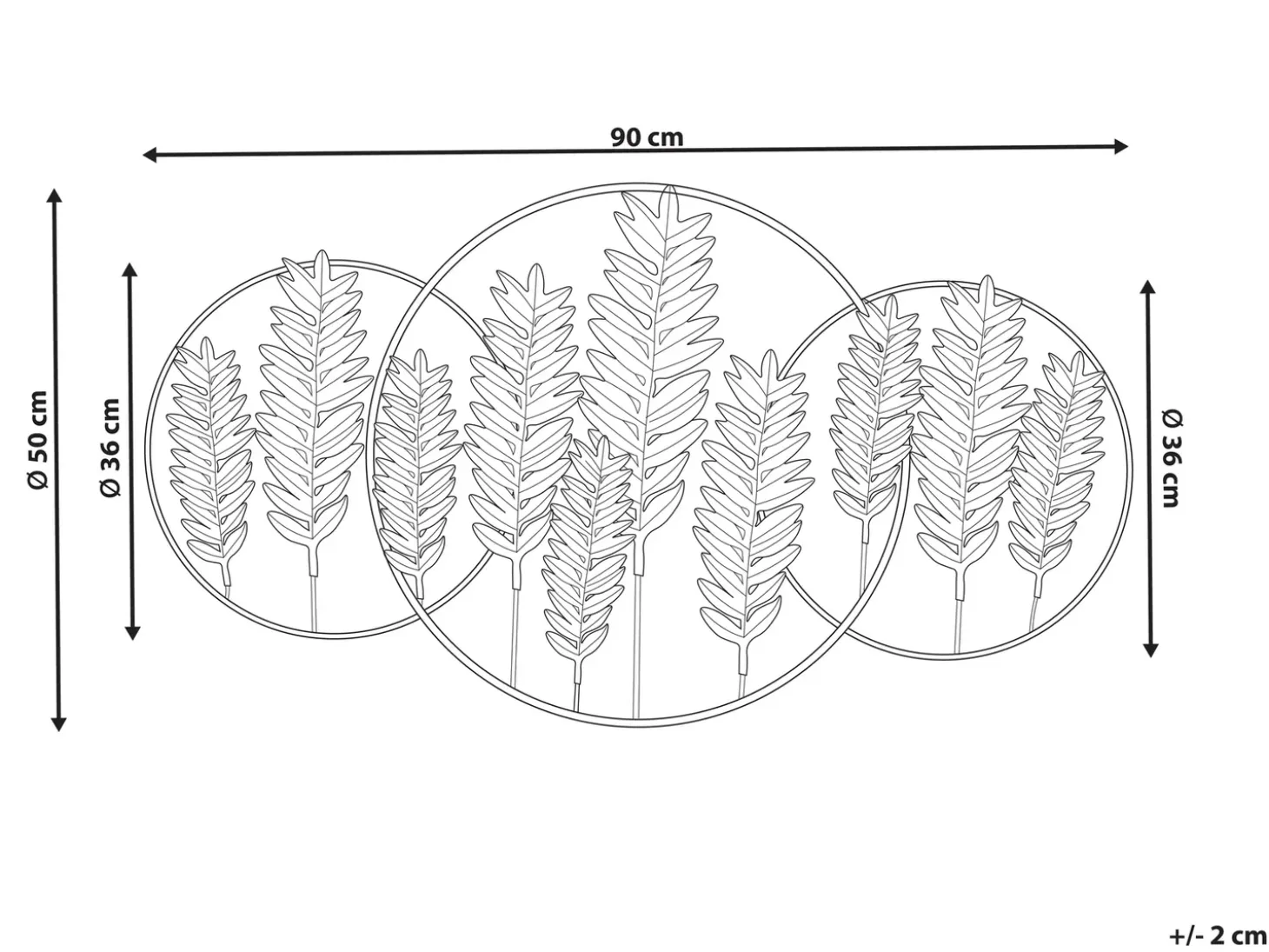 Vægdekoration Blad COPERNICIUM Metal 50 cm Guld