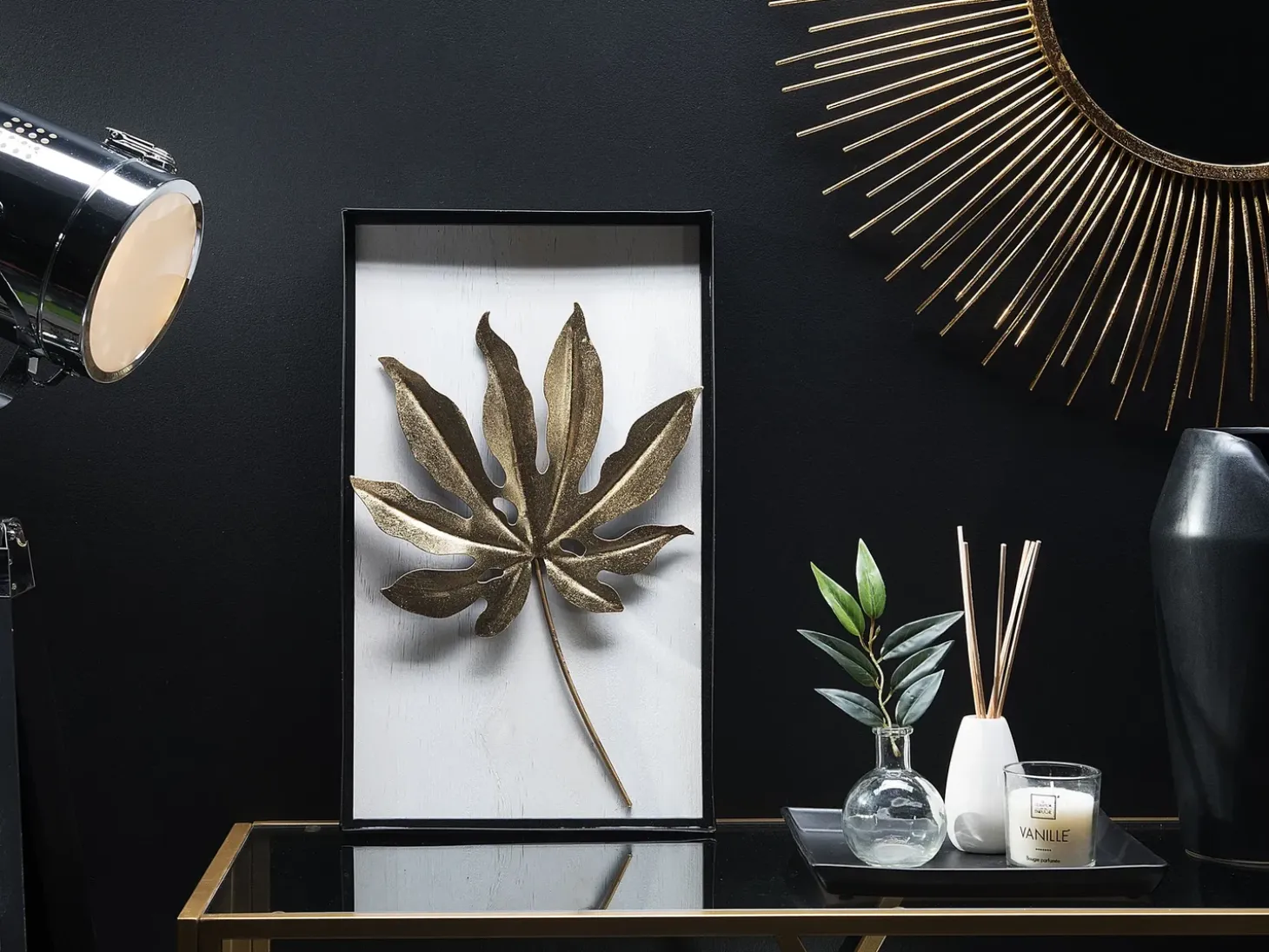 Vægdekoration Blad CURIUM Metal 50 cm Multifarvet