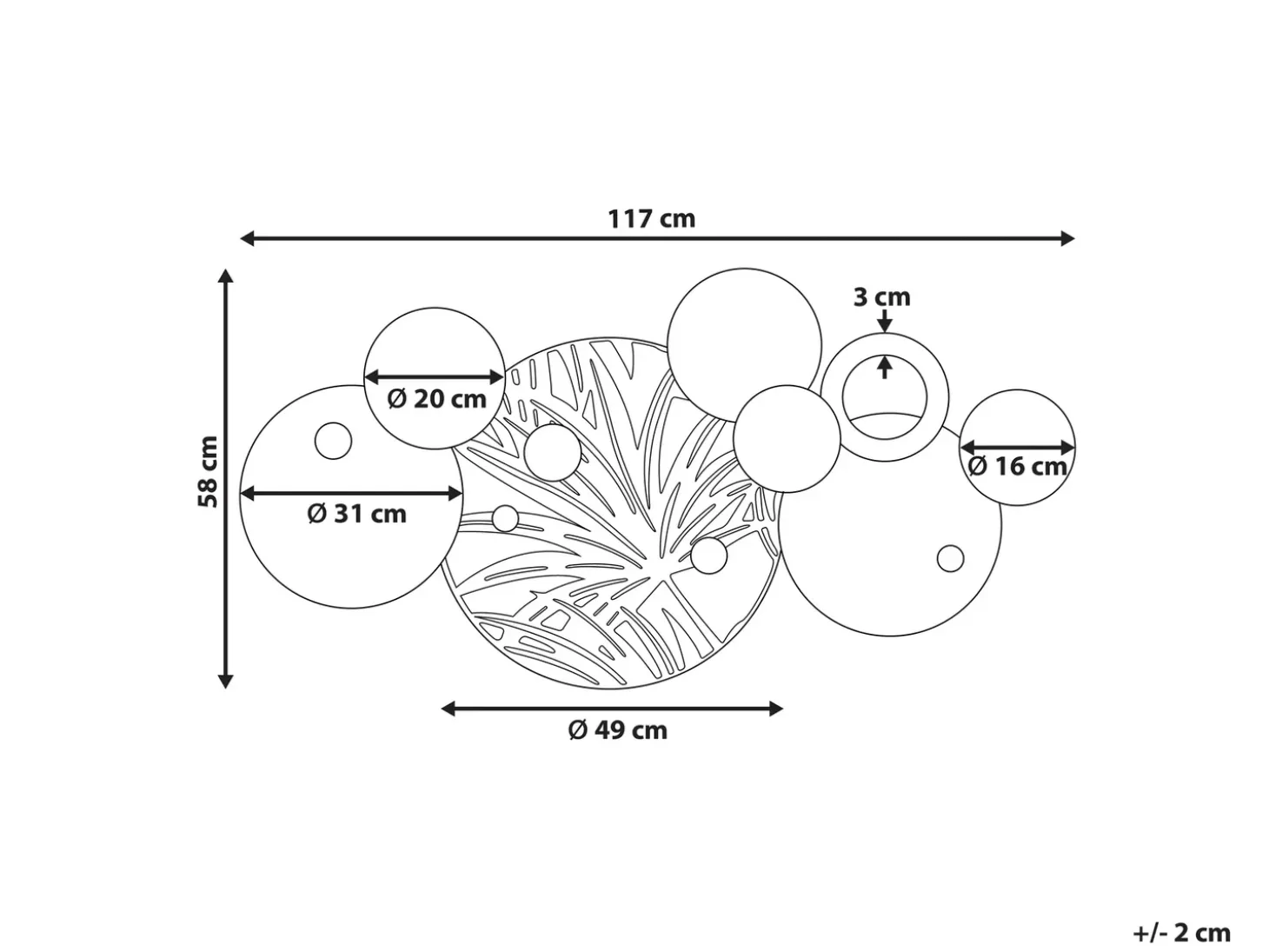 Vægdekoration Blad KRYPTON Metal 58 cm Multifarvet
