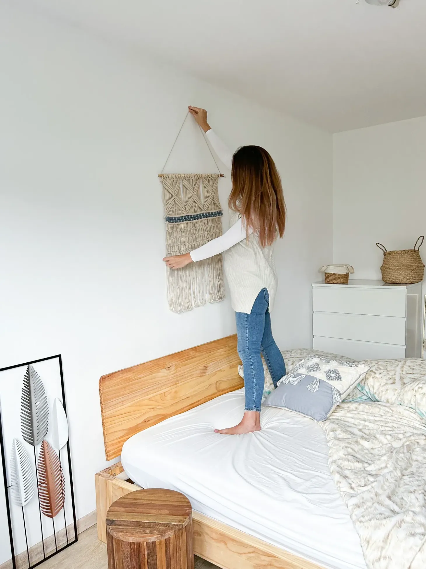Vægdekoration Blad NIOBIUM Metal 90 cm Sølv