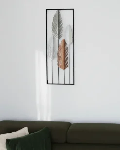 Vægdekoration Blad NIOBIUM Metal 90 cm Sølv