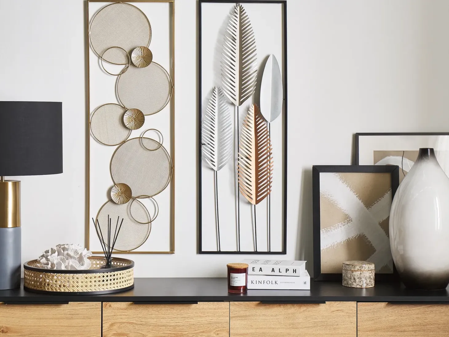 Vægdekoration Blad NIOBIUM Metal 90 cm Sølv