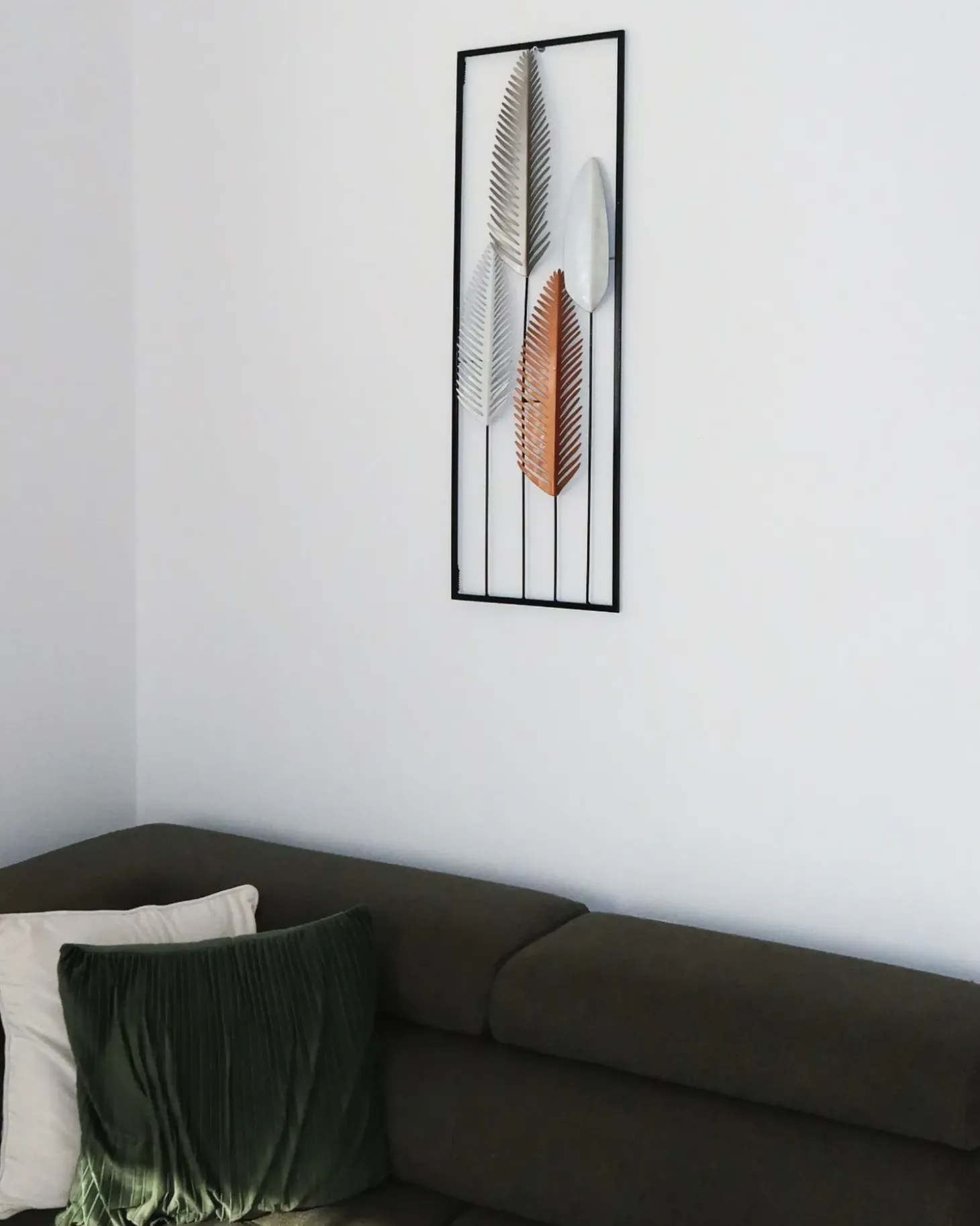 Vægdekoration Blad NIOBIUM Metal 90 cm Sølv