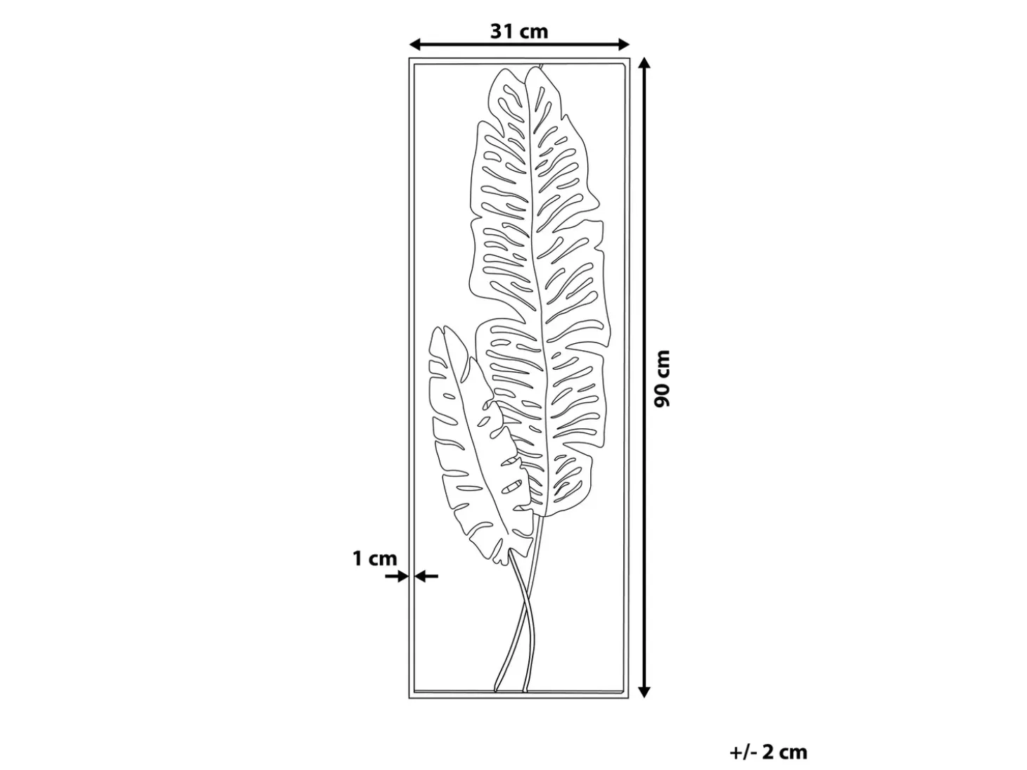 Vægdekoration Blad PALLADIUM Metal 90 cm Guld