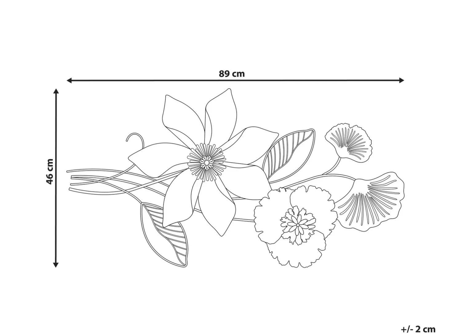 Vægdekoration Blomst EUROPIUM Metal 46 cm Guld