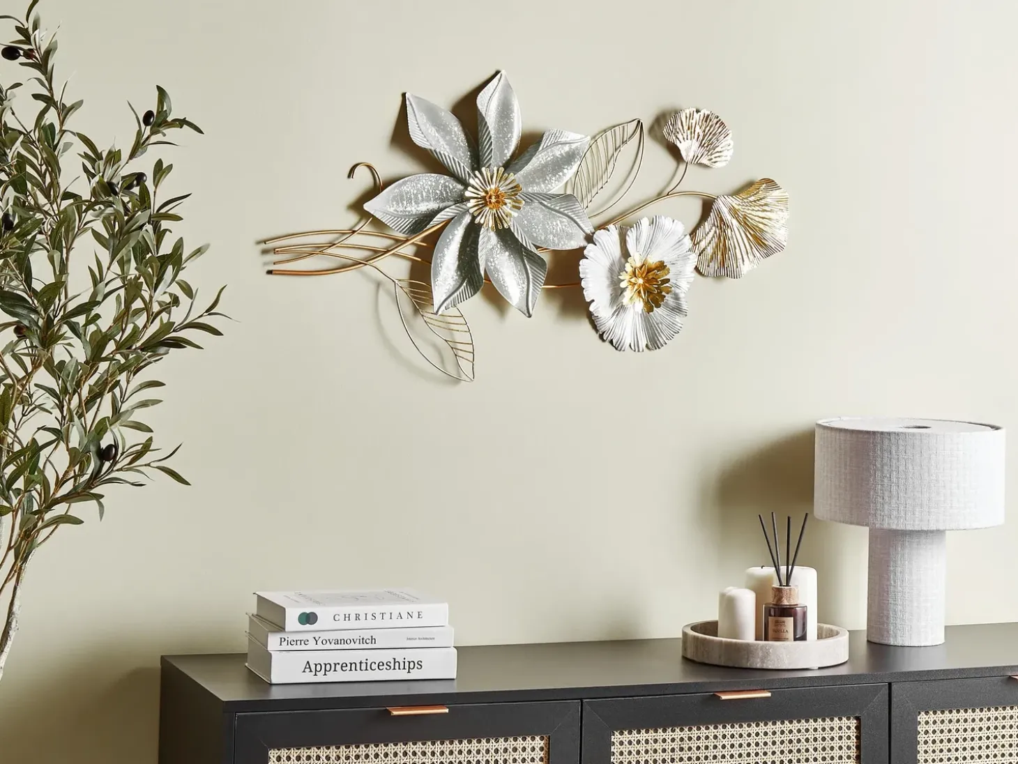Vægdekoration Blomst EUROPIUM Metal 46 cm Guld