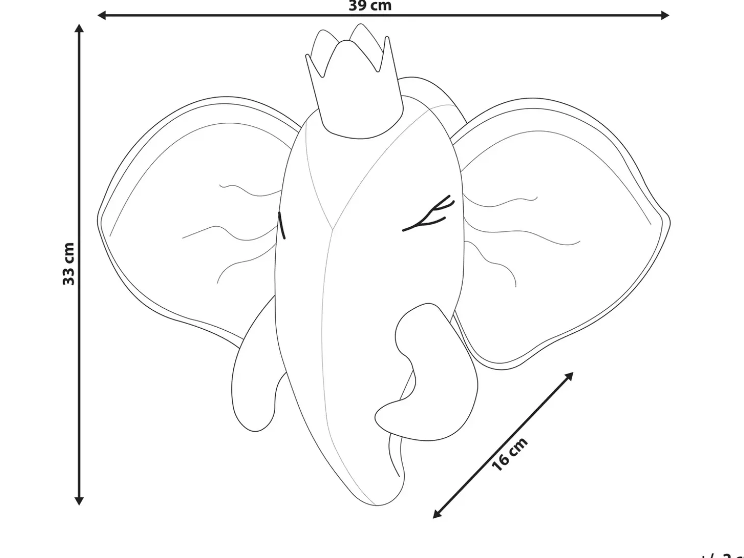 Vægdekorationer til børn Elefant TANTOR Bomuld 33 cm Grå