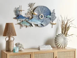 Vægdekoration Fisk BARIUM Metal 48 cm Blå