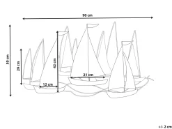 Vægdekoration Skib BOHRIUM Metal 50 cm Blå