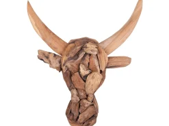 Vægfigur Tyr BULL HEAD Teaktræ 34 cm Brun