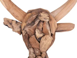 Vægfigur Tyr BULL HEAD Teaktræ 34 cm Brun