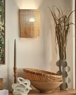 Væglampe DEMITRIE Naturlig Rattan
