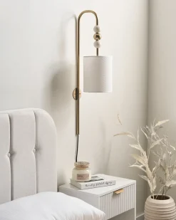 Væglampe LOKY Messing/beige Metal