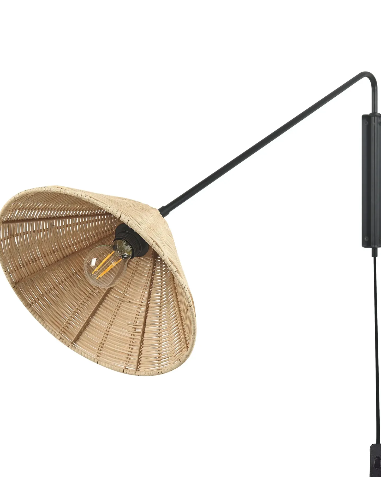 Væglampe PALENA Naturlig Rattan Justerbar