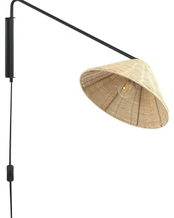 Væglampe PALENA Naturlig Rattan Justerbar