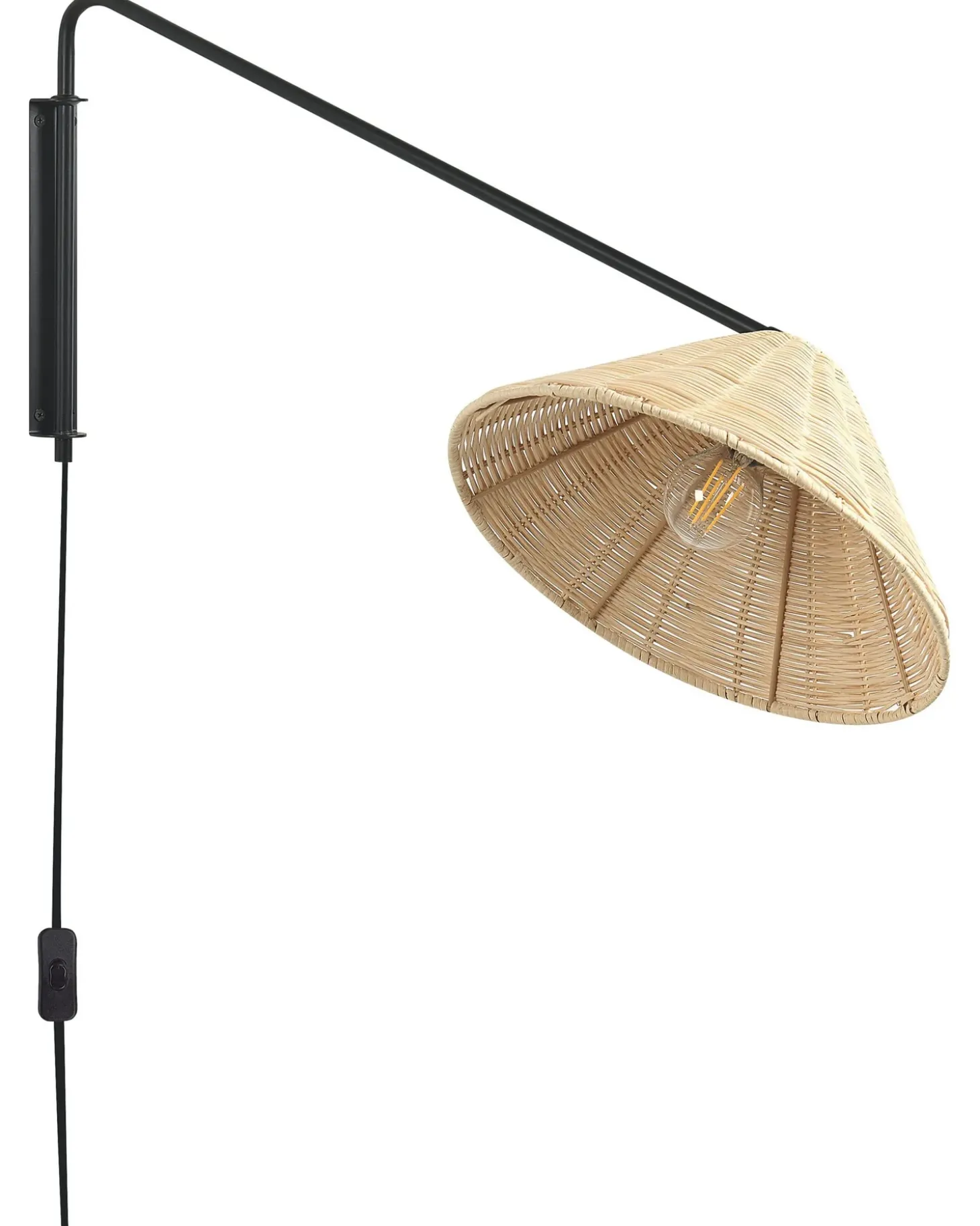 Væglampe PALENA Naturlig Rattan Justerbar