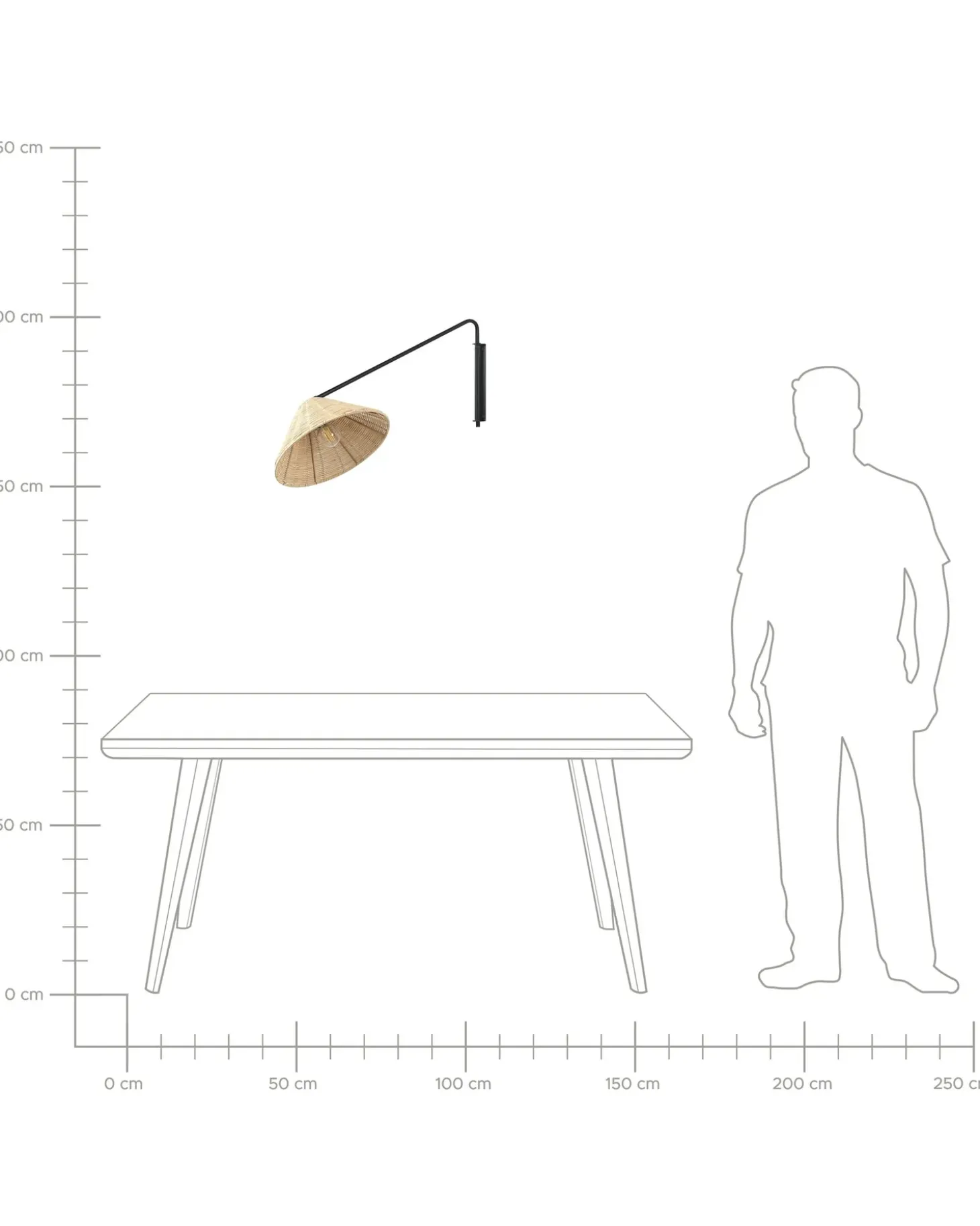 Væglampe PALENA Naturlig Rattan Justerbar
