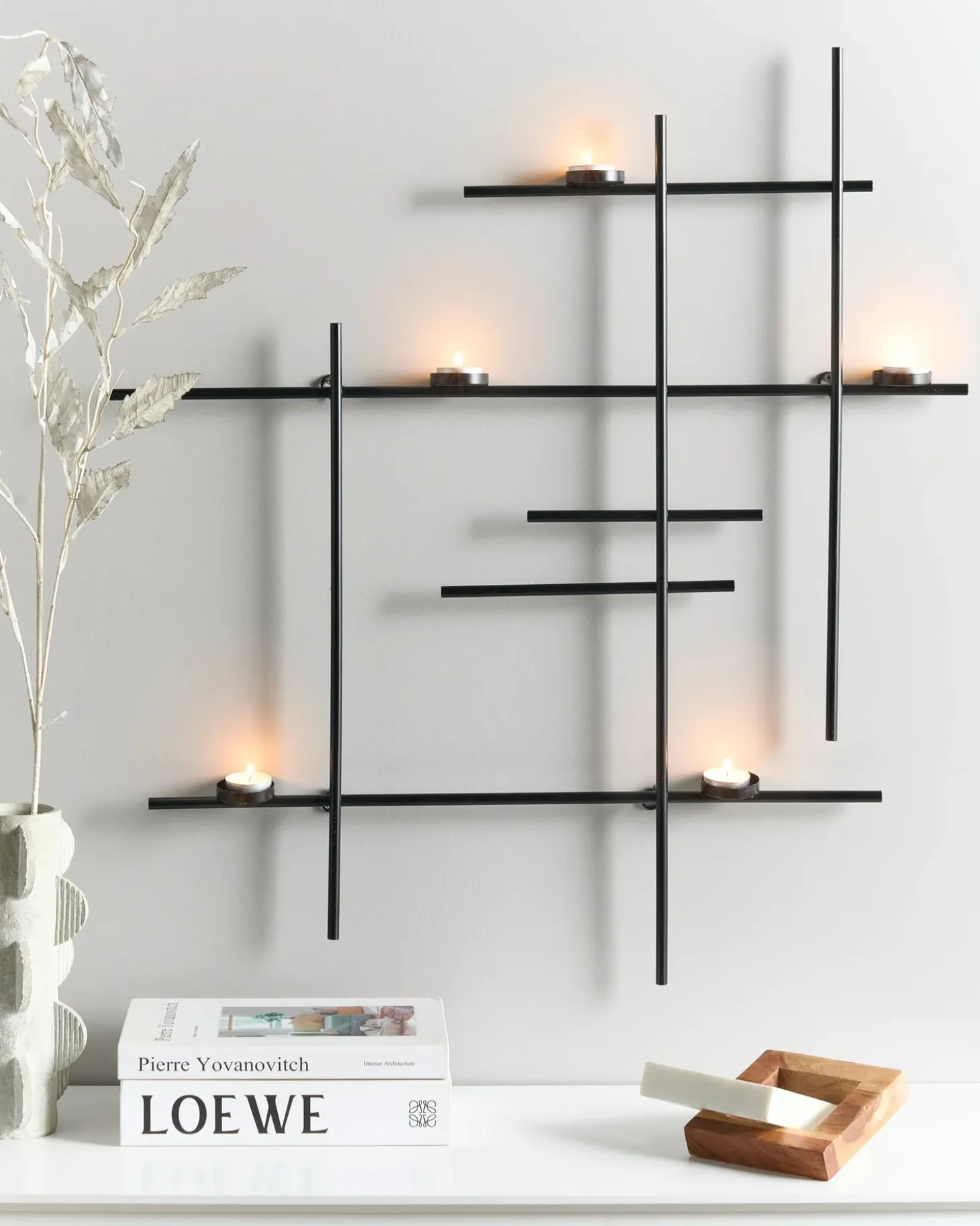 Væglysestage PORTO 74 cm Sort