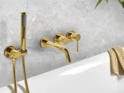 Vægmonteret blandingsbatteri til badekar og bruser JAVIRA Guld