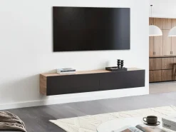 Vægmonteret tv-bord GLADSTONE Brun/sort