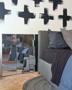 Vægspejl ANCEMONT 80 cm 80 cm Sølv