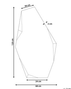 Vægspejl ARGUEL 68 cm 120 cm Guld