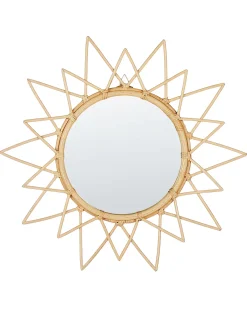 Vægspejl AROEK 61 cm 61 cm Rattan Naturlig