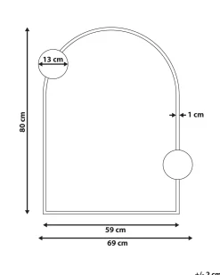 Vægspejl AULON 69 cm 80 cm Metal Sort