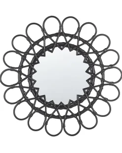 Vægspejl BABAI 60 cm 60 cm Rattan Sort